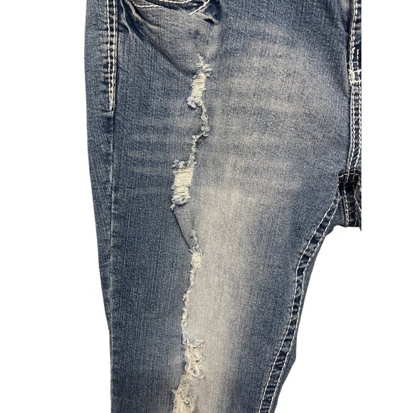 Arya Jeans Distressed Bootcut Denim Pants Sz 18 Medium Wash Stretch Button - Picture 2 of 9